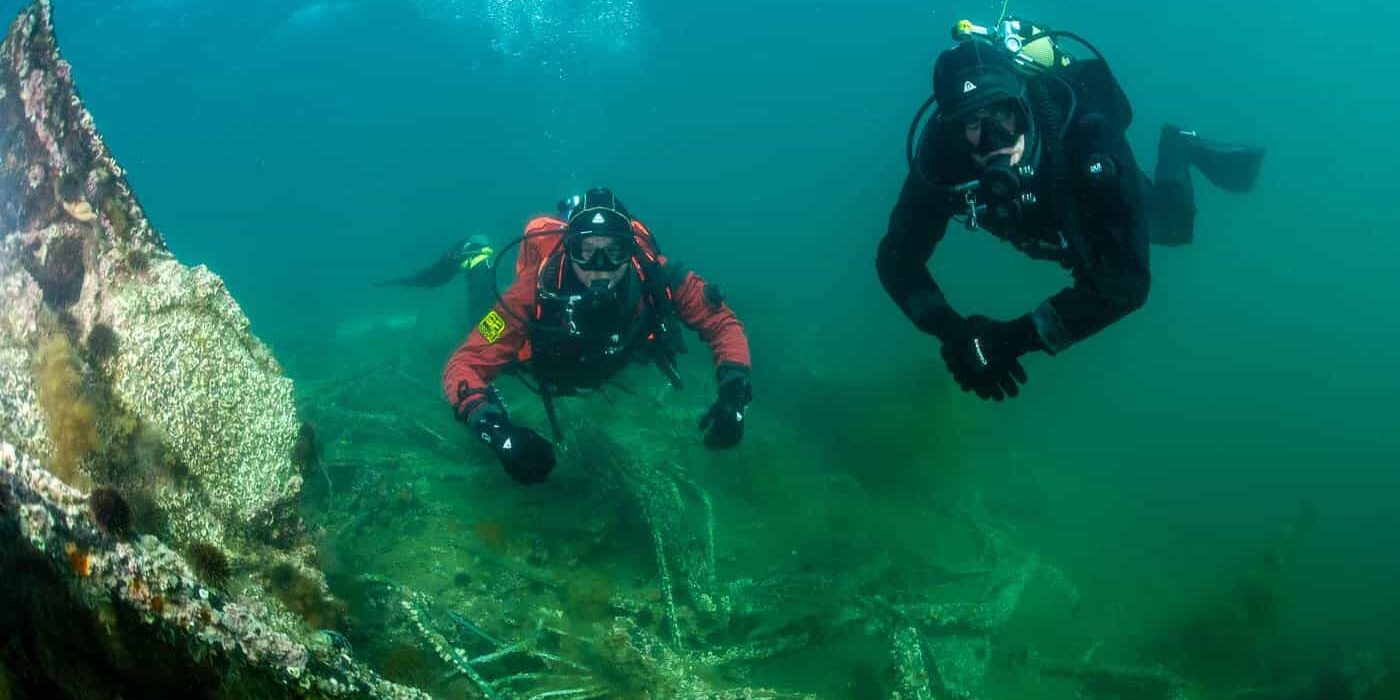 Duiken op het wrak de Tirpitz in Noorwegen